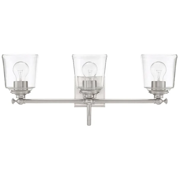 Park Harbor PHVL3013 Antonia 3 Light 25-1/4x22 Wide Bathroom Vanity Light with Cle Polished Nickel