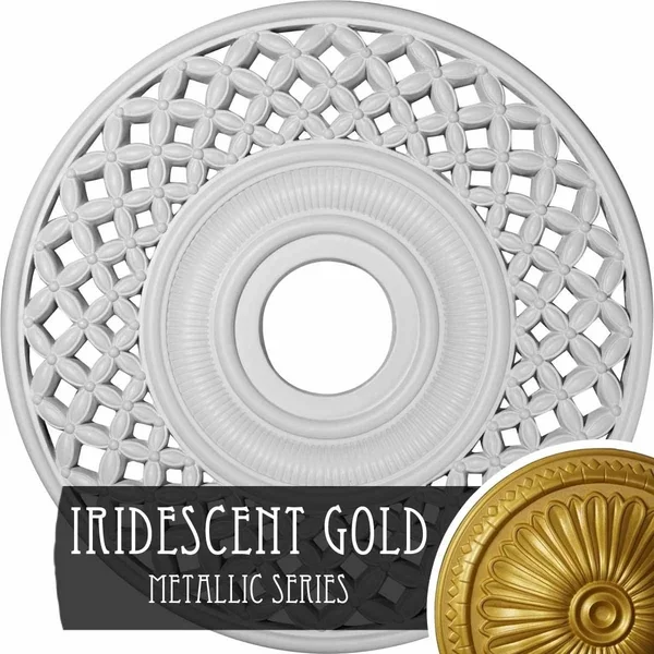 22 1/4 inchod x 4 3/4 inchid x 1 1/4 inchp Robin Ceiling Medallion (Fits Canopies Up to 6 1/4 inch) - Hand-Painted Iridescent Gol