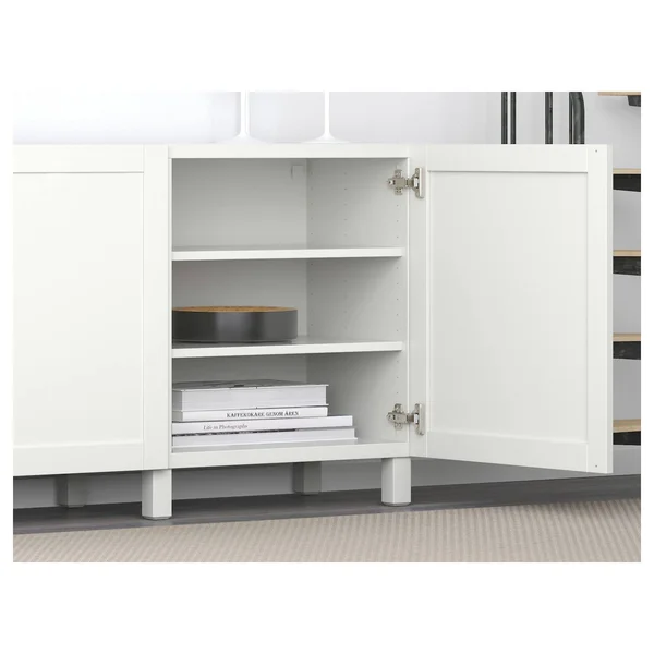 IKEA - BESTÅ Storage Combination with Doors - White/Hanviken/Stubbarp White, 70 7/8x16 1/2x29 1/8