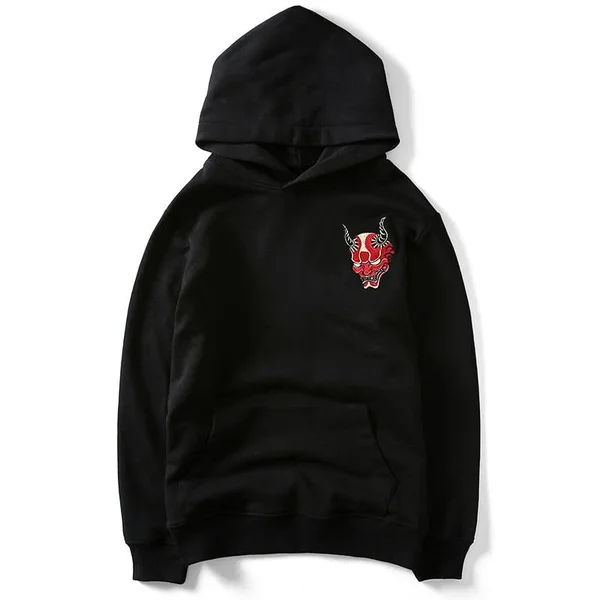 The Oni Embroidered Sukajan Hoodie L, Black