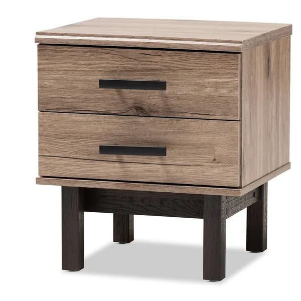 Arend Two-Tone Oak and Wood 2 Drawer End Table Brown - Baxton Studio