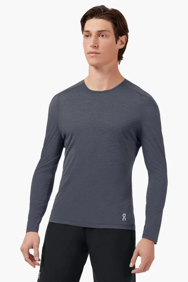 on Running Men's Performance Long-T, Dark, Medium