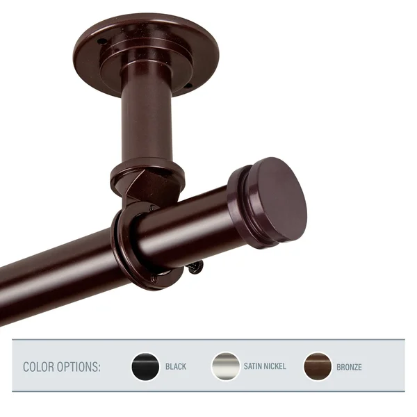 InStyleDesign Pita 1 inch Diameter Ceiling Curtain Rod/ Room Divider - 66 to 120 Inches - Black