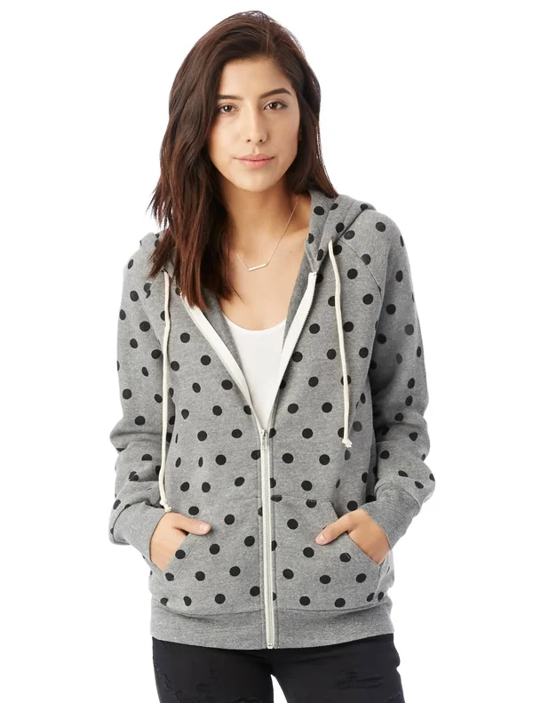 Alternative - Ladies& Adrian Eco-Fleece Hoodie-ECO Gry/ Blk dot-2XL