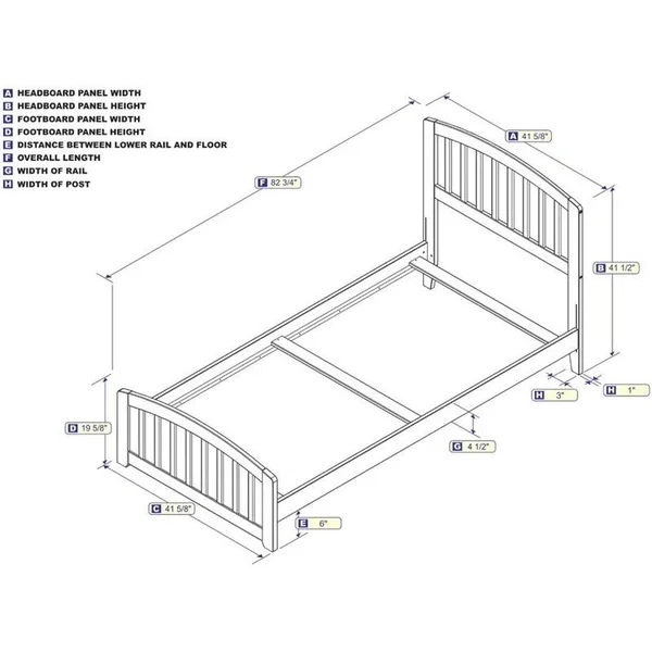 Atlantic Furniture Richmond Traditional Bed with Matching Foot Board, Twin XL, Walnut