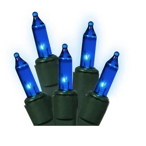 140ct Blue Everglow Chasing Mini Christmas Lights - 48ft - Green Wire