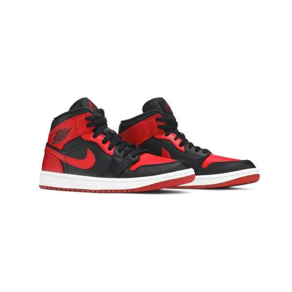 Nike Jordan Mens AJ 1 Mid - Shoes Black/Gym Red/White Size 11.0