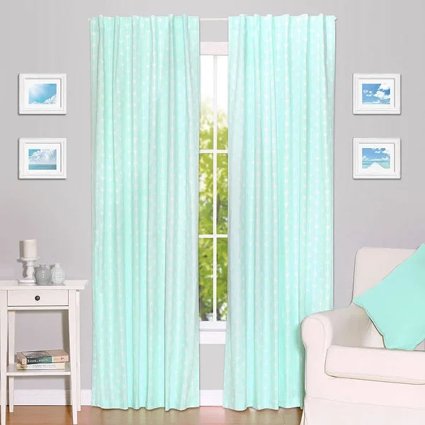 Mint Green Arrow Print Window Drapery Panels - Set of Two 84 by 42 inch Panels