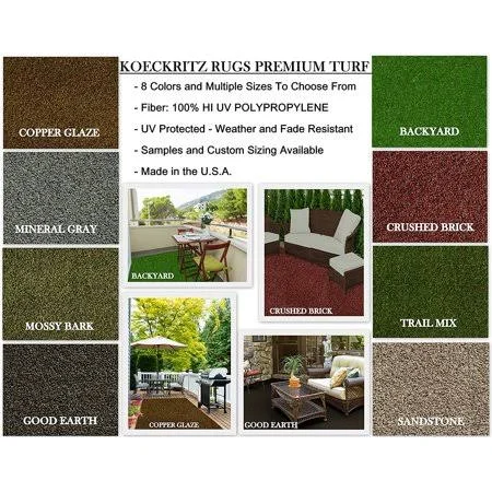 8'x14' Good Earth -Artificial Turf Grass Indoor Outdoor Area Rug Carpet Runners with A Premium Fabric Finished Edges, Size: 8' x
